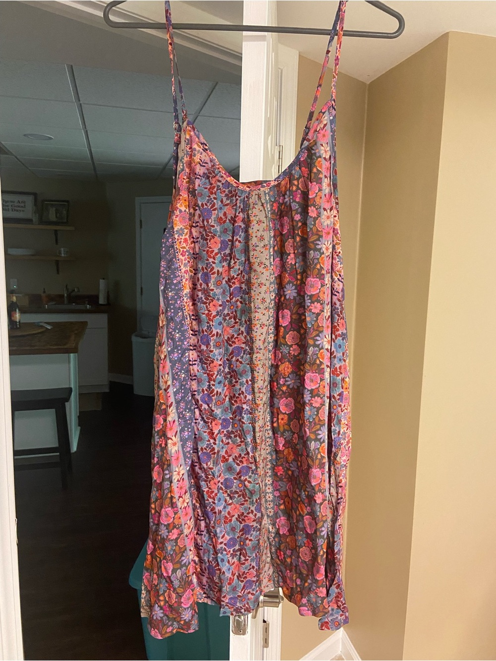 NATURAL LIFE Floral Patchwork Mini Dress in Pink, Blue, Brown - Picture 2 of 8